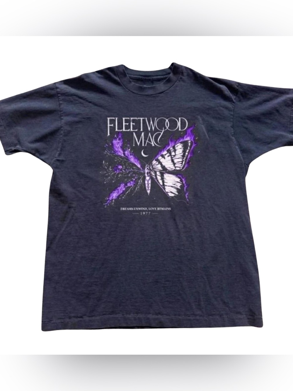 Gildan Black Fleetwood Mac Butterfly Graphic Tee with Purple Accents